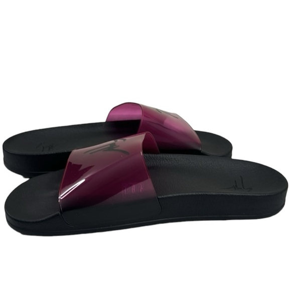 GIUSEPPE ZANOTTI NWT MEN’S BLACK PURPLE PINK SLIDES SANDALS SIZE 12 /45 - Picture 7 of 12
